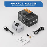 Mini Electric Bike Tyre Pump Black 150 PSI with Digital Gauge for Presta and Schrader Valves