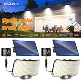 238LED Solar Powered Motion Sensor Flood Light in Black for Outdoor Security