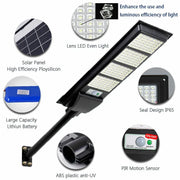 Solar Street LED Light with Radar Sensor, Black, 320W, Outdoor Flood Wall Lamp