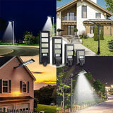 Solar Street LED Light with Radar Sensor, Black, 480W, Remote Control, Outdoor Flood Wall Lamp