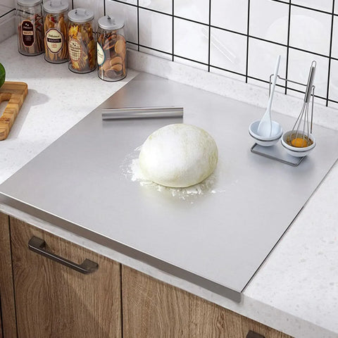 Silver Stainless Steel Chopping Board 80x50cm - Non-Slip Pastry Worktop Protector In Australia - Darrahopens
