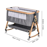 3 in 1 Grey Baby Bassinet Bedside Crib with Mattress, Adjustable Height and Storage Basket In Australia - Darrahopens