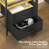 Black and Brown Nightstand with LED Light, Charging Station, and Storage - 60x40cm In Australia - Darrahopens