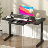 Electric Standing Desk with Drawer, One-Piece Glass Desktop, Black, 120x60cm In Australia - Darrahopens
