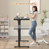 Electric Standing Desk with Drawer, One-Piece Glass Desktop, Black, 120x60cm In Australia - Darrahopens