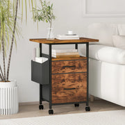 61x38cm Walnut Printer Stand, 4-Tier Mobile File Cabinet with Storage Drawer In Australia - Darrahopens