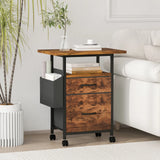 61x38cm Walnut Printer Stand, 4-Tier Mobile File Cabinet with Storage Drawer In Australia - Darrahopens