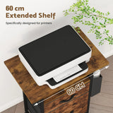 61x38cm Walnut Printer Stand, 4-Tier Mobile File Cabinet with Storage Drawer