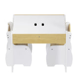 3-Piece Kids Table and Chairs Set in White with Storage, 60x60x48cm