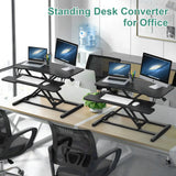 Height Adjustable Black Laptop Riser Desk with Two-Tier Design, 80x40cm
