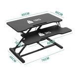 Height Adjustable Black Laptop Riser Desk with Two-Tier Design, 80x40cm