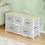 Black Chest of 5 Drawers Storage Cabinet Dresser Unit for Living Room or Bedroom In Australia - Darrahopens