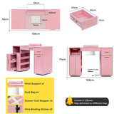 Pink Manicure Table with Electric Dust Collector and Storage, 108x45x77cm