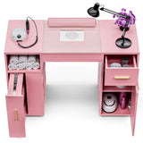 Pink Manicure Table with Electric Dust Collector and Storage, 108x45x77cm
