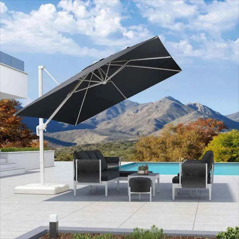 Grey 3m x 4m Cantilever Outdoor Umbrella with 360-Degree Rotation In Australia - Darrahopens