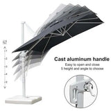 Grey 3m x 4m Cantilever Outdoor Umbrella with 360-Degree Rotation
