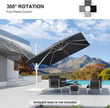 Grey 3m x 4m Cantilever Outdoor Umbrella with 360-Degree Rotation
