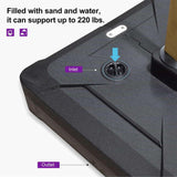 82cm Black Offset Patio Umbrella Base - Sand/Water Filled Square