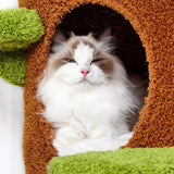 Large Multi-Level Cat Tree Tower in Green & Brown with Plush and Wood Design, 61x148cm In Australia - Darrahopens