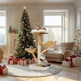 Extra Large Black Cat Tree Tower with Real Wood and Wicker Basket, 60x111cm In Australia - Darrahopens