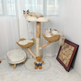 Extra Large Black Cat Tree Tower with Real Wood and Wicker Basket, 60x111cm In Australia - Darrahopens