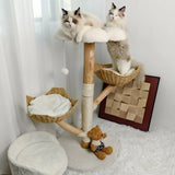 Extra Large Black Cat Tree Tower with Real Wood and Wicker Basket, 60x111cm In Australia - Darrahopens