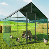 Heavy Duty Large Black Metal Walk-In Chicken Run Coop with Cover, 276x207x300cm In Australia - Darrahopens