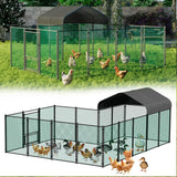 Chicken Run Coop 304.8 x 396.24 cm Covered Poultry Rabbit Hen Cage with Feeding Door In Australia - Darrahopens