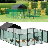 Chicken Run Coop 304.8 x 396.24 cm Covered Poultry Rabbit Hen Cage with Feeding Door In Australia - Darrahopens