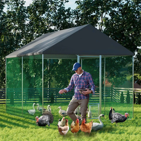 Extra Large Green Chicken Coop Cage Run Rabbit Hutch Walk In Hen Enclosure 300x400x270cm In Australia - Darrahopens