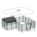 Extra Large Green Chicken Coop Cage Run Rabbit Hutch Walk In Hen Enclosure 300x400x270cm