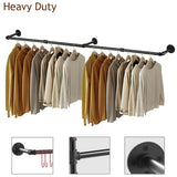 Industrial Iron Pipe Clothes Rail Vintage Wall Shelf