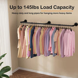 Industrial Iron Pipe Clothes Rail Vintage Wall Shelf