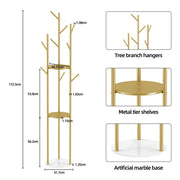 Marble & Metal Coat Rack Stand Heavy Duty