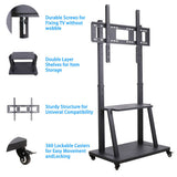 Rolling TV Stand 32-100 w/ Adjustable Mount & 2-Tier Shelf