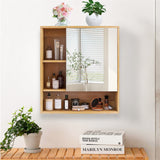 Bamboo Wall Medicine Cabinet Mirror 55.5cm 5 Shelf - Premium AU Stock
