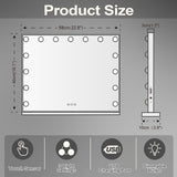 Hollywood LED Vanity Mirror Rectangle White Silver Wall Mirror