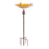 Solar Bird Bath Feeder Fountain Deck Post Mount
