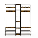 Corner Coat Stand with Shoe Bench Metal & MDF Organizer