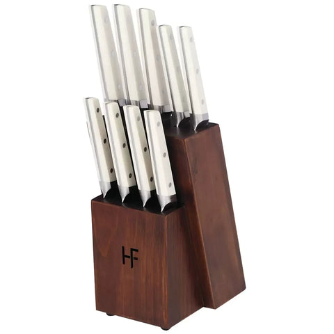 10 Piece Knife Block Set - High Carbon Stainless Steel Cutlery with Hardwood Block In Australia - Darrahopens