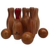 Natural Wooden Skittles Game Set with Carry Bag - 9 Hardwood Skittles (22cm) and 3 Wooden Balls (7cm) In Australia - Darrahopens