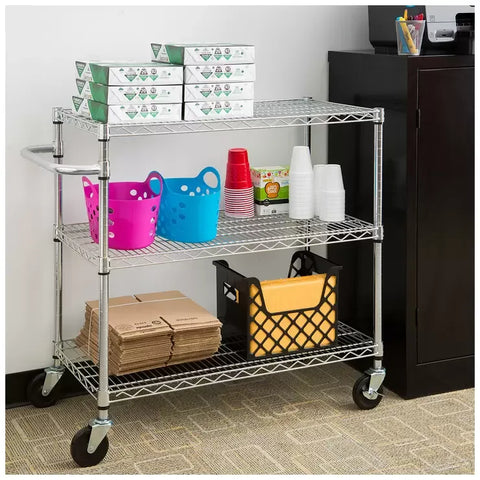 3 Tier Silver Storage Cart with 362.87kg Capacity In Australia - Darrahopens