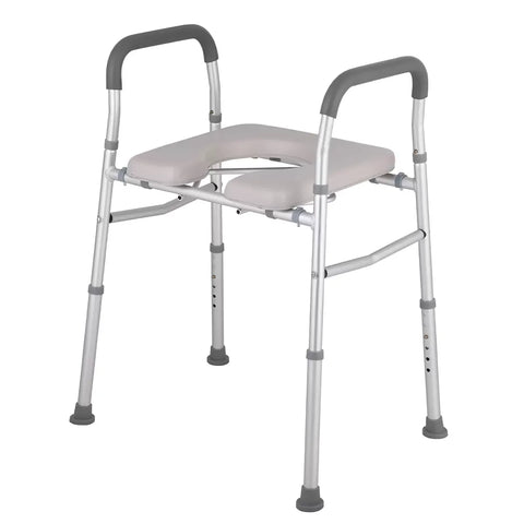 White Heavy Duty Bedside Commode, Raised Toilet Seat, Shower Chair, Adjustable Height 75.5-88cm