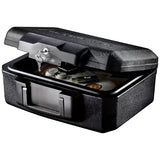 Black Privacy Lock Fire Chest with Carrying Handle for Secure Storage