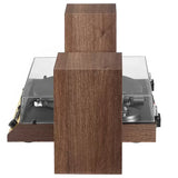 Vinyl Record Shelf Turntable with Speakers, Walnut Finish