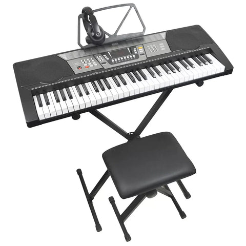 Black Digital Portable Keyboard Pack With Headphones, Stool, 61 Keys, 255 Voices, Adjustable Height Stand In Australia - Darrahopens