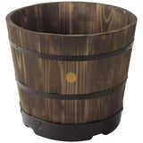 Burnt Oak 37cm Wooden Barrel Planter 6 Pack - Durable Composite for Flowering Plants In Australia - Darrahopens