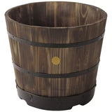 Burnt Oak 55cm Wooden Barrel Planter 6 Pack - Durable Composite for Plants