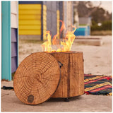 Wood Grain Eco Fuego Wood Fire Pit with 8 Hour Candle - No Smoke, 90% Less CO2