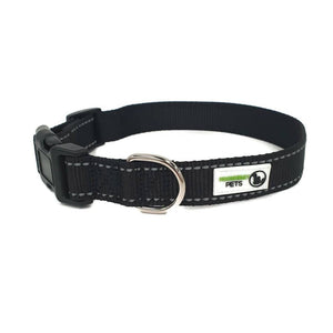 Nylon w/Reflective Stitching Dog Collar X-Small Black